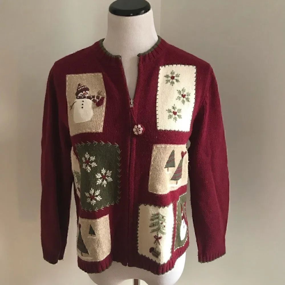 Ugly Christmas Sweater With Appliqué Dedigns Sz MP